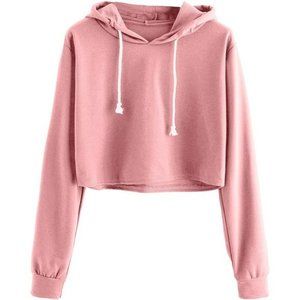 Womens Casual Drawstring Zip Up Hoodie Cute Workout Crop Top